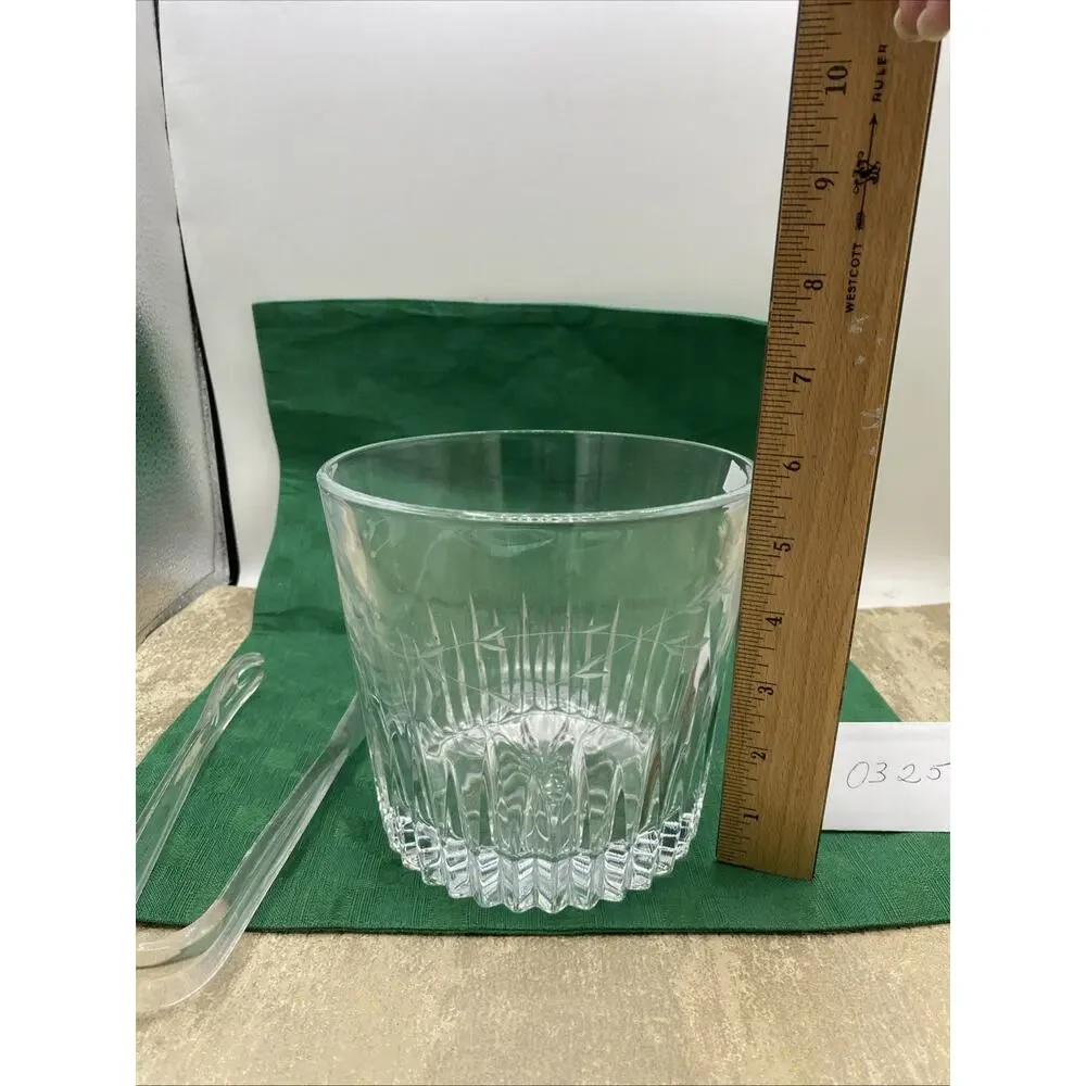 Vintage 1974 Princess House Heritage Ice Bucket Etched Floral Design
